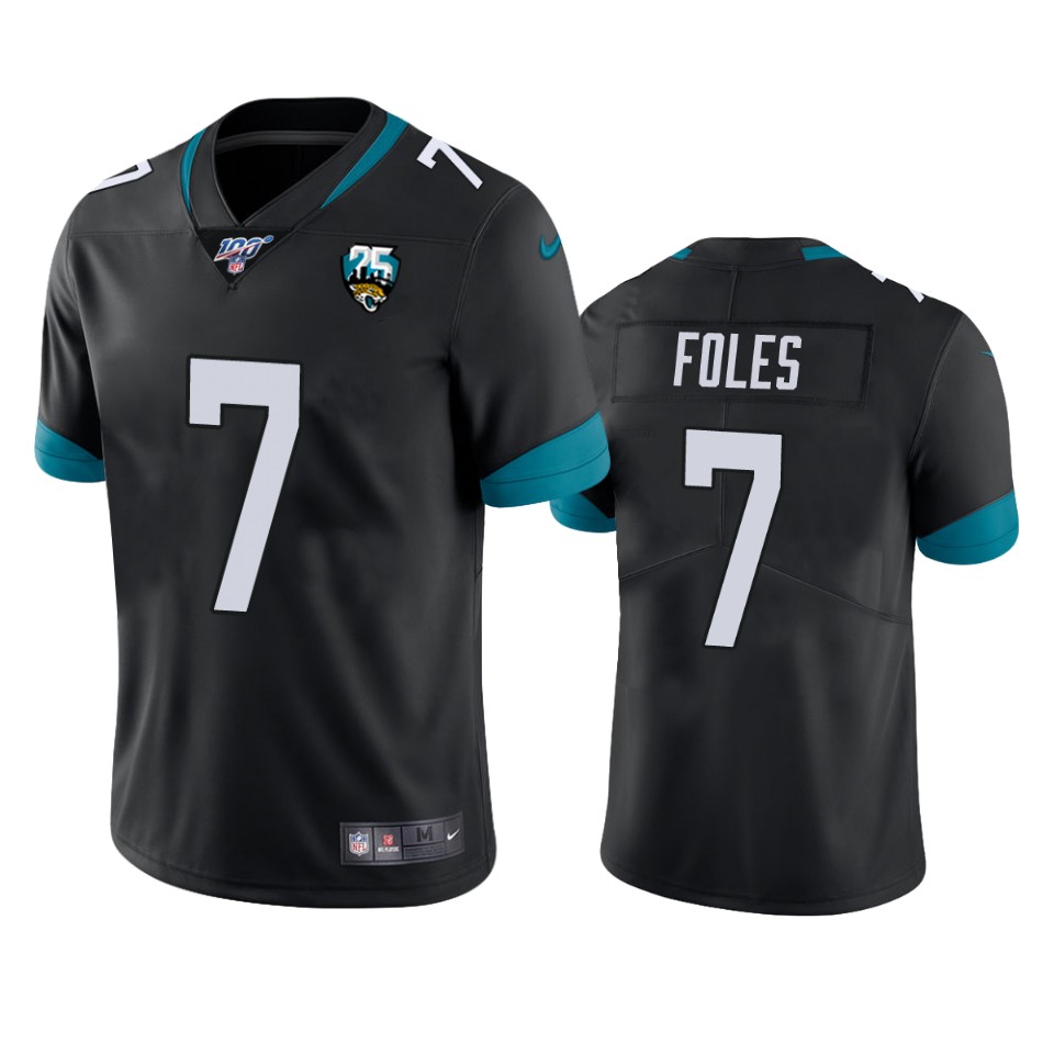 Men Nike Jacksonville Jaguars 7 Nick Foles Black 25th Anniversary Vapor Limited Stitched NFL 100th Season Jersey